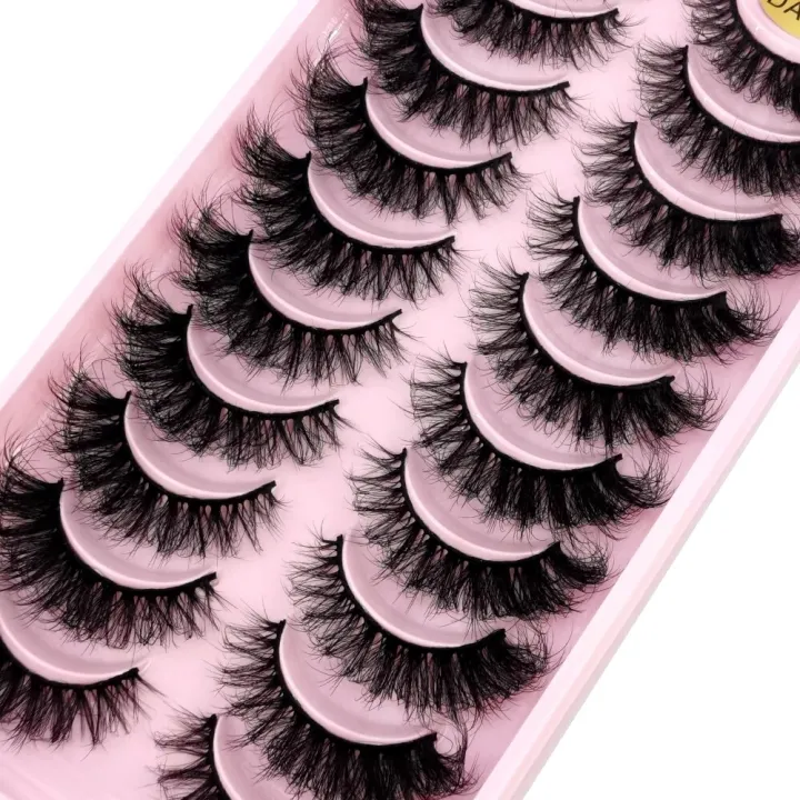 False%20Eyelashes%20Cat-Eye%20Fluffy%20Faux%20Mink%20Lashes%208D%20Wispy%20Lashes%2010%20Pairs%20Pack%20Dramatic%20Long%20Thick%20Volume%20Eyelashes%20-%20Image%202