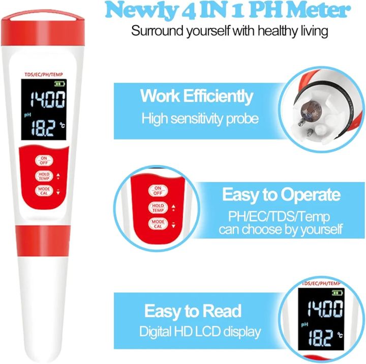 4 in 1 TDS METER Total Dissolved Solids Meter Monitor the water you ...