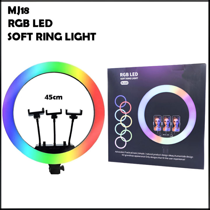 MJ18%2045%20CM%20RGB%20LED%20Soft%20Ring%20Light%20with%203%20Phone%20Holders%20and%20Remote%20Control%20-%20Image%204