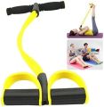 Leg Exerciser Elastic Training 4-Tubes Pull Rope Sit-up Training Foot Pedal Resistance Band Stretch Trainer Home Fitness Equipment Sculpture Abdomen Waist Arm Leg Tummy Traine. 