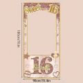 Sweet 16th Happy Birthday Photo Frame Backdrops Rose Gold 16 Birthday Party Photo Booth Props. 