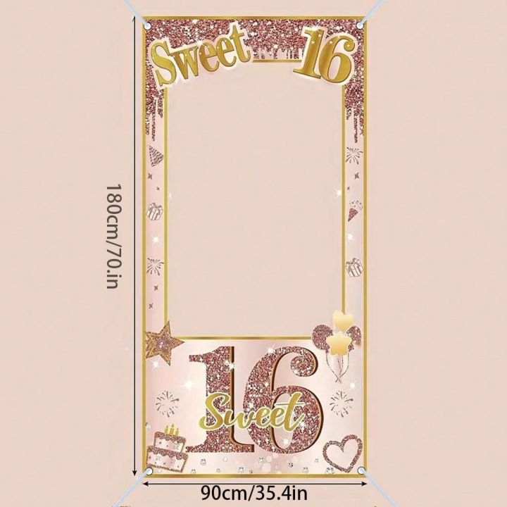 Sweet%2016th%20Happy%20Birthday%20Photo%20Frame%20Backdrops%20Rose%20Gold%2016%20Birthday%20Party%20Photo%20Booth%20Props%20-%20Image%205