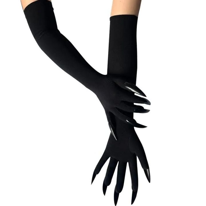43cm%20Women%20Scary%20Claw%20Long%20Nail%20Elastic%20Mittens%20Halloween%20Black%20Devil's%20Ghost%20Claws%20Gloves%20Party%20Cosplay%20Performance%20Costume%20-%20Image%202