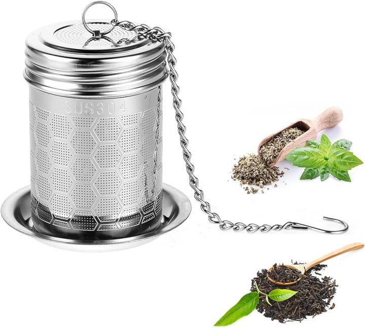 304%20Stainless%20Steel%20Tea%20Strainers%20Set:%20Extra%20Fine%20Mesh%20Tea%20Infuser%20for%20Loose%20Leaf%20Tea%20-%20Updated%20Slim%20Threaded%20Lid%20for%20Black%20Tea%20-%20Image%202