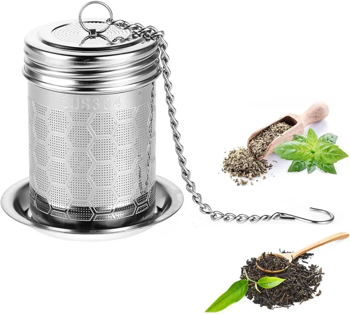 304%20Stainless%20Steel%20Tea%20Strainers%20Set:%20Extra%20Fine%20Mesh%20Tea%20Infuser%20for%20Loose%20Leaf%20Tea%20-%20Updated%20Slim%20Threaded%20Lid%20for%20Black%20Tea%20-%20Image%202