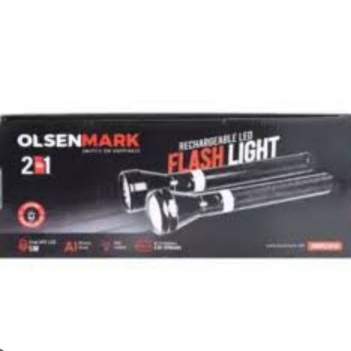 Olsenmark OMFL2616 2 in 1 Rechargeable LED Flashlight,242mm,2 x SC