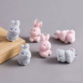 3/6Pcs 3D Flocking Rabbit Resin Charms Cute Rabbit Animal Pendant for Earrings Keychain Making DIY Jewelry s Mixed Color ﻿. 