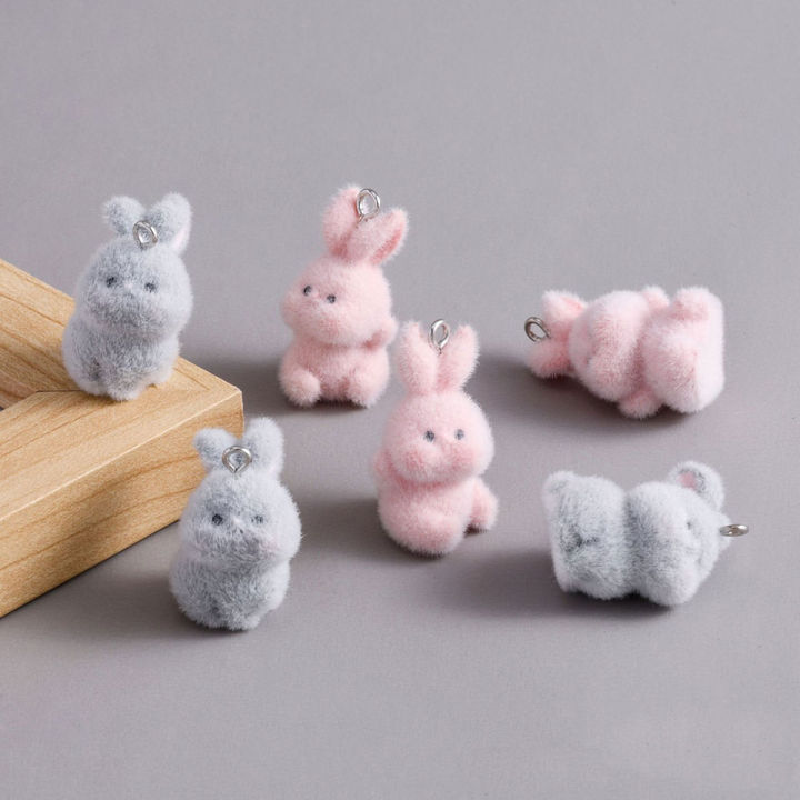 3/6Pcs%203D%20Flocking%20Rabbit%20Resin%20Charms%20Cute%20Rabbit%20Animal%20Pendant%20for%20Earrings%20Keychain%20Making%20DIY%20Jewelry%20s%20Mixed%20Color%20%EF%BB%BF%20-%20Image%202
