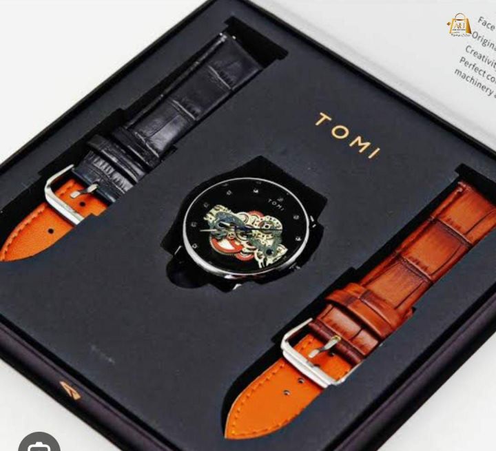 Leather Watch For Boys with "2" Changeable Straps - TOMI - Fancy Watch For Mens