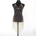 Body chain outfit chainmail necklace for festival outfit, silver body jewelry chain harness perfect for cosplay armor or rave outfit.