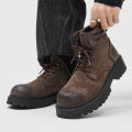 Men's 2025 New Autumn Mid-Top Derby Boots, Retro Thick-Soled Elevated Casual Shoes. 