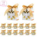 12PCS Baptism Favor Boxes with ribbon , Great for Christian, Baby Shower, Wedding Small  Bags Decorations. 