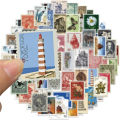 10/20/50 PCS All Different Postage Stamps Style Desc Stickers For Scrapbooking And  Journaling. 