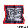 PESENAR Air Hostess Silk Scarf: Navy & White Striped with Red Borders - Stylish Accessory for Cabin Crew Uniforms. 