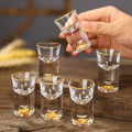 Luxury Crystal Glass Vodka Glass Sake Shochu Glass Bar Liqueur Double Bottom Gold Foil Glass Tea Cup High-end Gifts Hard Liquor. 