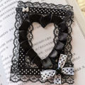 Cute DIY Lace Bowknot  Photo Card Holder Idol Photocard Case Decorative Card Cover Black White Love Heart Shape Photo Holder. 