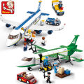 City Cargo Aircraft Plane Storage Airport Airbus Airplane Avion Technical Creative Building Blocks Educational Toys for Children.
