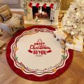 VIKAMA Christmas Red And White Round Carpet With Three-Dimensional Embroidery For Anti-Slip Short Pile Festive Decoration. 