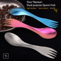 Pure Titanium Spork 2 in 1 Spoon Ultralight Tableware Portable Fork Outdoor Camping Picnic Travel Cookware Eco-Friendly Flatware. 