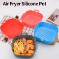 Silicone air fryer special tray food safety reusable square barbecue mat baking tray oven baking mold plate suitable for kitchen. 