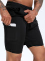 2-in-1 Men's Performance Running Shorts - Moisture-Wicking, Compression Support With Secure Zipper Pocket For Gym & Training.