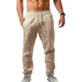 Men's Cotton Linen Pants Male Autumn New Breathable Solid Color Linen Trousers Fitness Streetwear S-3XL. 