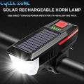 Solar Bicycle Light USB Rechargeable Power Display MTB Mountain Road Bike Front Lamp with Horn Flashlight Bicycle Light. 
