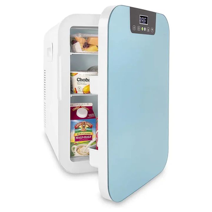 Cooluli 20L Mini Fridge For Bedroom - Car, Office Desk & College Dorm Room - Glass Front & Digital Temperature Control - 12v Small Refrigerator for Food, Drinks, Skincare, Beauty & Breast Milk (Black) 