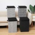 Foldable Laundry Hampers with Lids - Black & White Stylish Storage Baskets for Clothes, Toys, Home Organization, collapsible fabric basket, bucket. 
