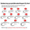 50PCS #4~#24 High Carbon Steel Barbless Fly Hook for Stimulator Hoppers Fly Tying Hook Salmon Trout Fishing Lures Fishhook. 