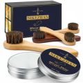 Mirror Shine Shoe Polish Wax Neutral Leather Care Paste Wooden Handle Horsehair Dauber Brush for Boots Cleaning.
