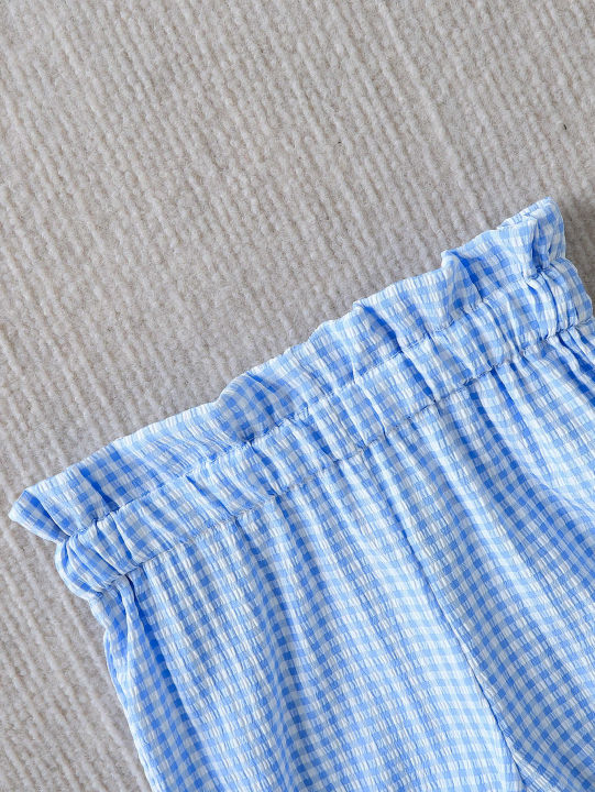 Summer%20Baby%20Girls%202Pcs%20Set%209-12M%20Blue%20Gingham%20Cherry%20Embroidered%20Ruffle%20Top%20&%20Bloomers%20%20Infant%20Casual%20Daily%20Wear%20-%20Image%205