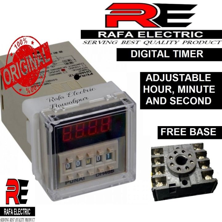 Timer Digital Timer AC 220V Time Delay Relay DH48s with FREE 8 pin base ...