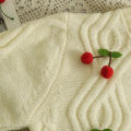 YuooMuoo Chic Fashion Cherry Knitted Cardigan Women Autumn Cute Button Up O-neck Long Sleeve Coat Streatwear Lady Y2K Sweaters. 