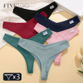 FINETOO Women's Cotton Thongs 3Pcs Comfortable Waffle G-string Female Low-Rise T-Back Underwear S-XL Bikini Underpants Lingerie. 