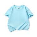 100% Cotton 180gsm Fabric Children Boy Girl T shirt 2025 New Summer Women Short Sleeve T-Shirt Cute Style White Solid Color Tops.
