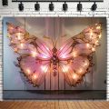 1 giant pink butterfly decoration with glowing gold frame - butterfly party decoration. 