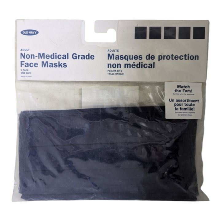 (B). OLD NAVY ADULT Non-Medical Grade
Face Masks 5 pack