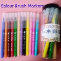 12-18-36 Colour hard brush markers in jar/hard case for drawing and painting. 