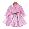 2025 Girls Fashion Clothes for Spring Autumn Striped Shirt Design with Belt Stylish and Comfortable Dress Girls Casual Dresses. 