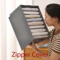 Full Covered 9 Grid Wardrobe Clothes Organizer, Large Foldable Jeans Drawer Organizer Waterproof Closet Storage Box for T-shirt Pants Underwear Bra Leggings Sweaters,. 