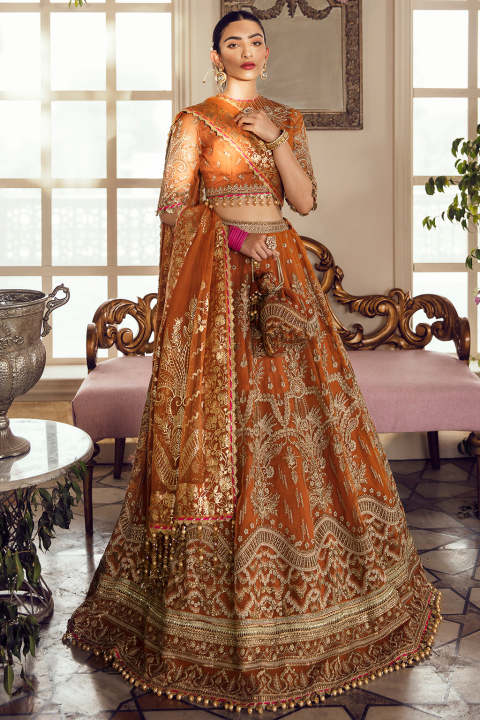 AFROZEH Real 3 Piece stitched branded Lehnga Full cover formal mehndi bridal wedding dress