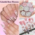 1Box 3D Bowknot Flower Nail Art Decorations with Steel Beads& Imitation Pearls Ribbon Nail Charms Y2K Bow Manicure Accessories *. 