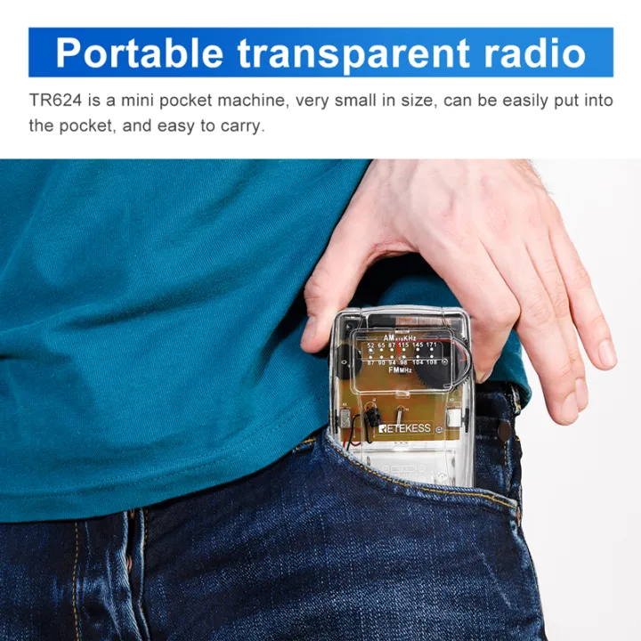 RETEKESS%20TR624%20Transparent%20Portable%20Radio%20AM%20/%20FM%20Pointer%20Tuning%20Support%20Headphones,%20Used%20for%20Church%20Conference%20Museum%20Guide%20-%20Image%203