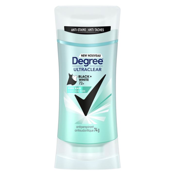 Degree UltraClear Black + White Antiperspirant Stick Deodorant for 72H Sweat & Odour Protection Pure Rain anti white marks and yellow stains 74 g