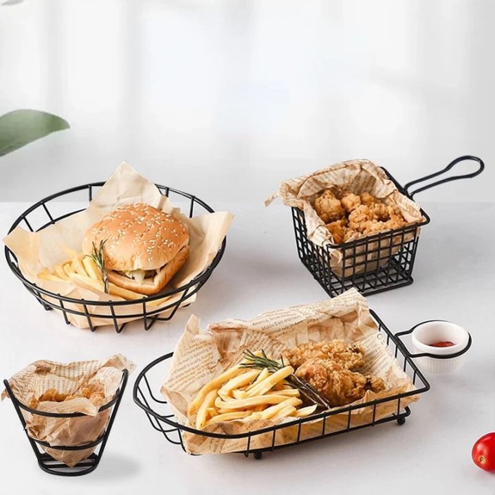 French Fries Basket Snack Bucket Chip Fried Chicken Storage Basket Food Frying Basket Oil Strainer Creative Tableware Container