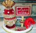 doodh pilai thaal, wedding slogens, wedding props with mirror plate and pitcher decorations. 