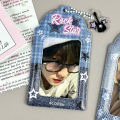 2pcs Denim Butterfly Guitar Print PVC Photocard Holder Idol Card Polaroid Photo Case.