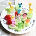 10pcs Animal Fruit Fork Food Grade Plastic Mini Cartoon Kids Cake Fruit Toothpick Bento Lunch Bento Accessories Party Decoration. 