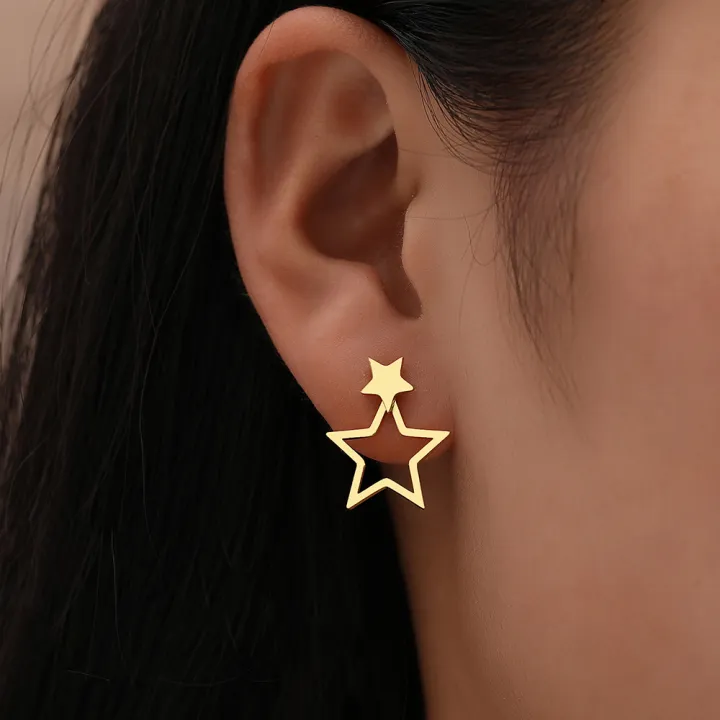 Stainless%20Steel%20Earrings%20New%20Classic%20Kpop%20Sweet%20Double%20Stars%20Temperament%20Girl's%20Daily%20Wear%20Pendants%20Earrings%20For%20Women%20Jewelry%20-%20Image%205